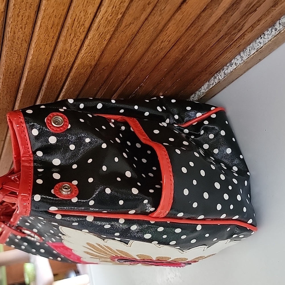 Brighton floral shoulder bag Leather Coated Canvas Purse Polkadot GILLY - Picture 4 of 11